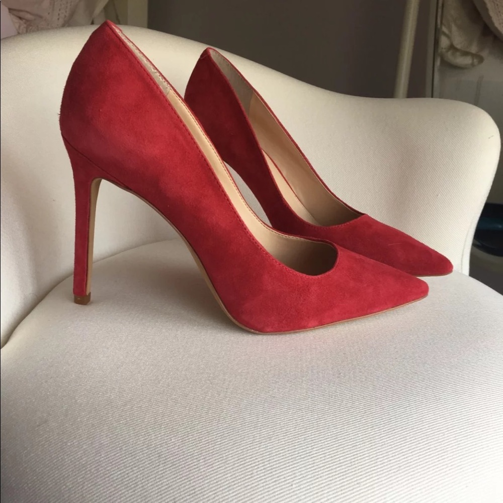 Vince Camuto Red Suede Pointed-Toe Stiletto Pumps